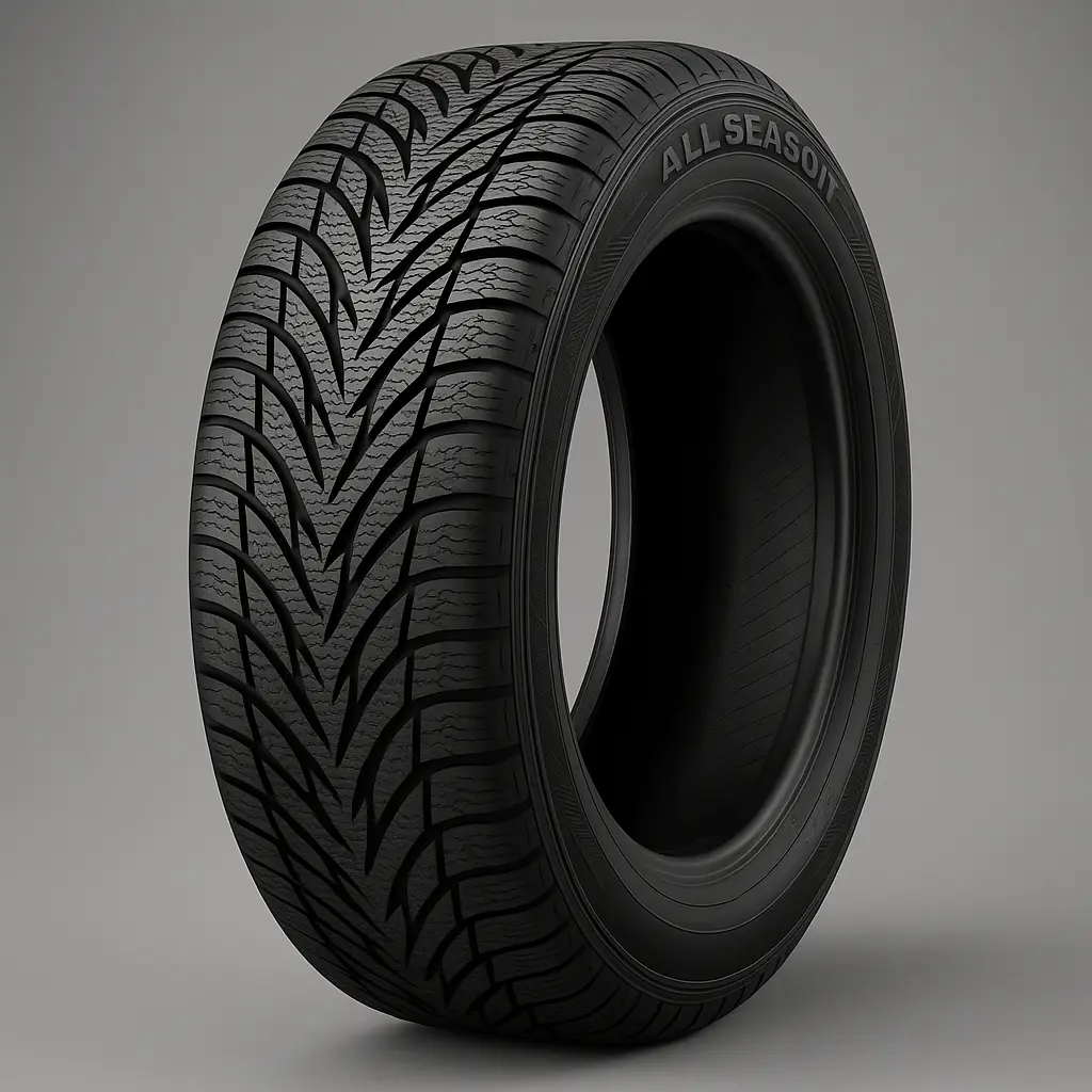 Die besten Allwetterreifen 2025 – Vergleich, Tests & Empfehlungen 4 Detailaufnahme eines Allwetterreifens mit V-Profil auf neutralem Hintergrund