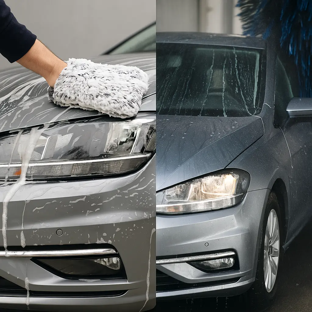 Auto halb von Hand gewaschen, halb in Waschanlage – Vergleich der Reinigungsmethoden 2025